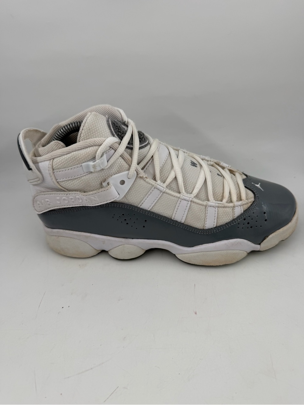 Nike Kids Air Jordan 6 Rings -SZ 7 Y- Grey White Mid Top Basketball Shoes